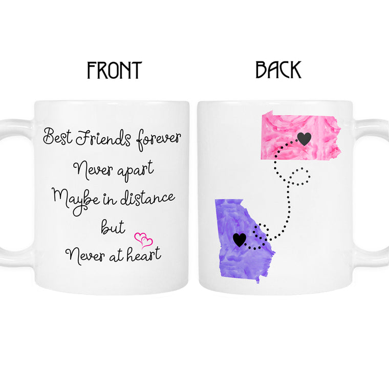 Best Friends Personalized Long Distance State Mug