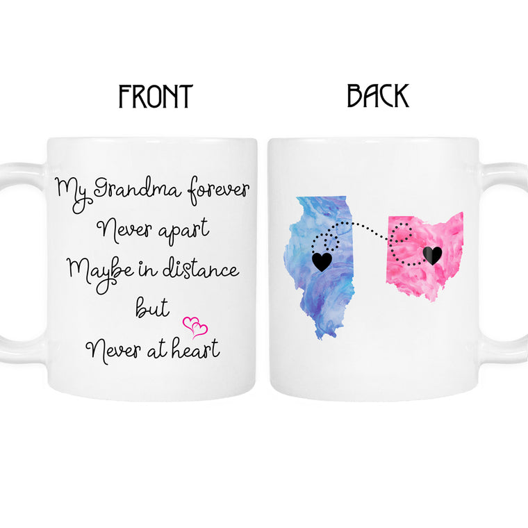 Grandma Personalized Long Distance State Mug