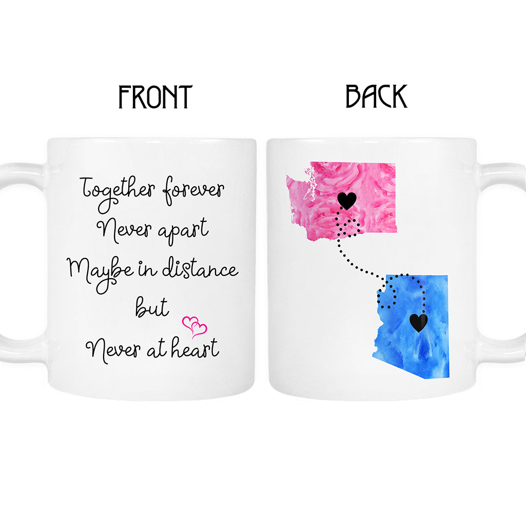 Together Forever Long Distance state mug