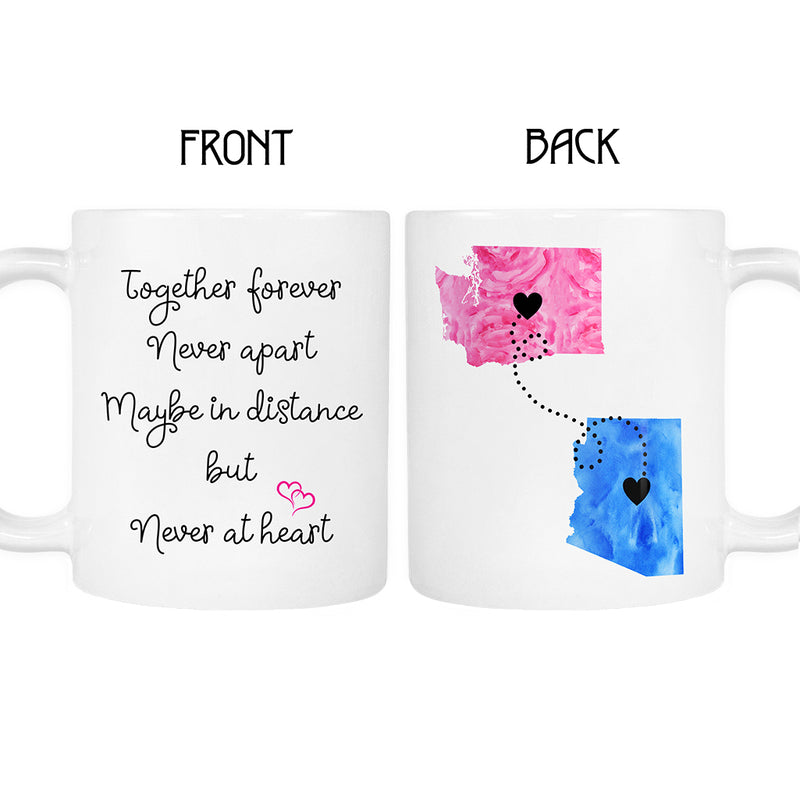 Together Forever Long Distance state mug