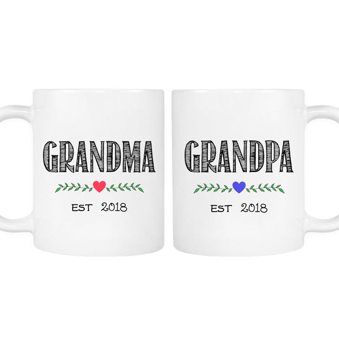 Grandma and Grandpa est. 2018 mug set