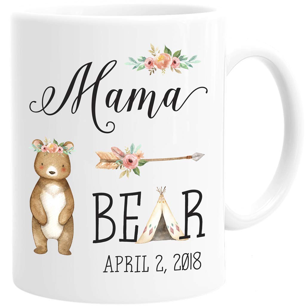 Personalized Mama Bear Ceramic Coffee Mug With Date or Name