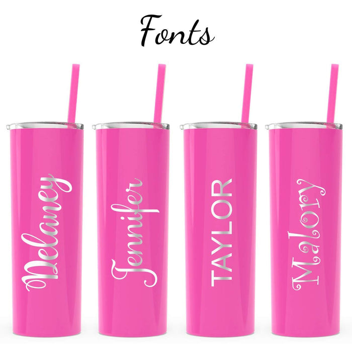 Personalized Name Skinny Tumbler Water Bottle 20 oz