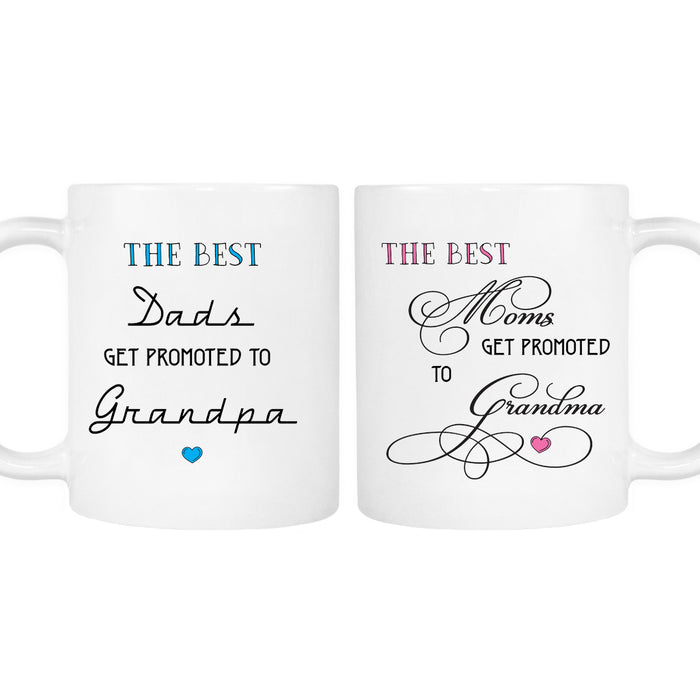 The best moms and dads get promoted to Grandma and Grandpa Mug Set
