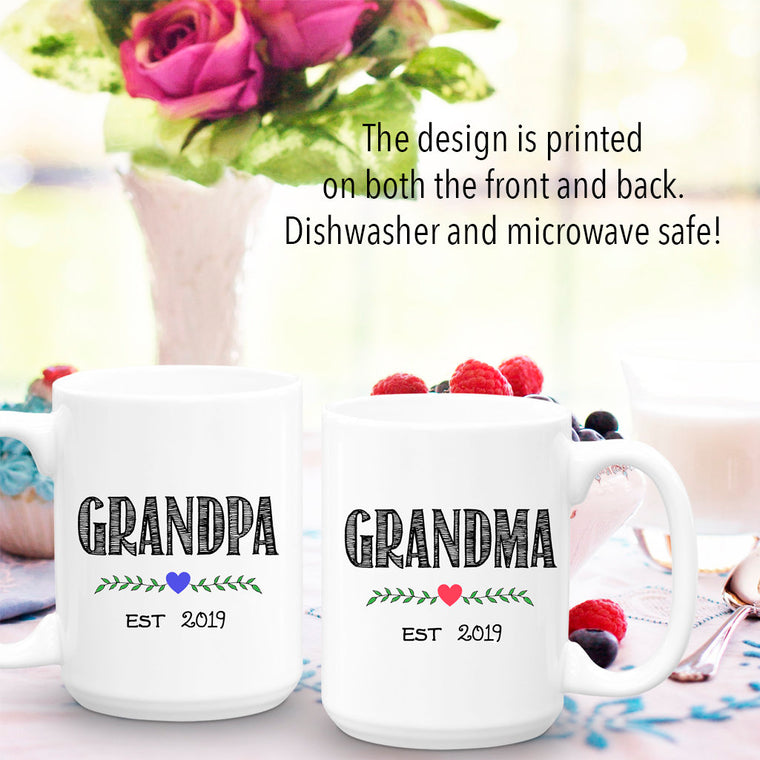 Personalized Grandma and Grandpa Mug Set