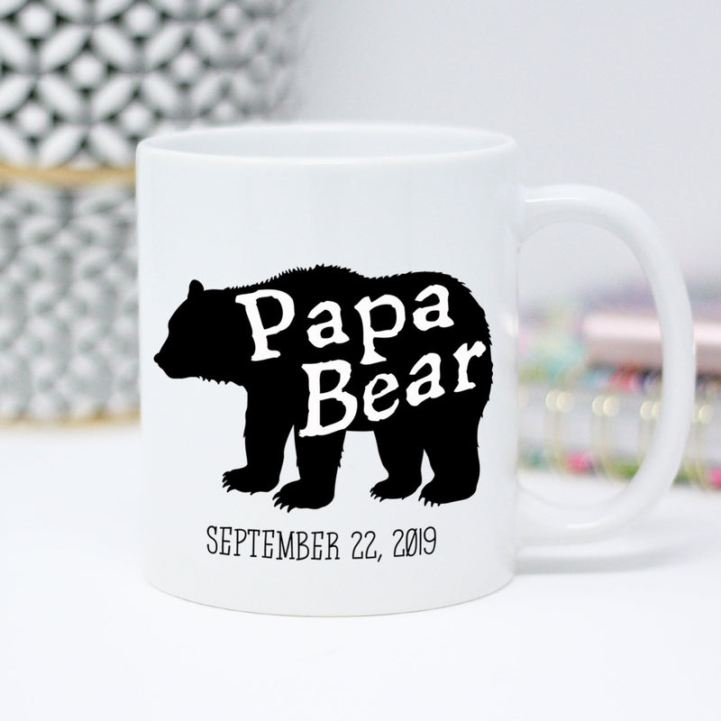 Papa Bear Mug, Custom Date, Gift for New Dad, Baby Shower Gift – Cupology