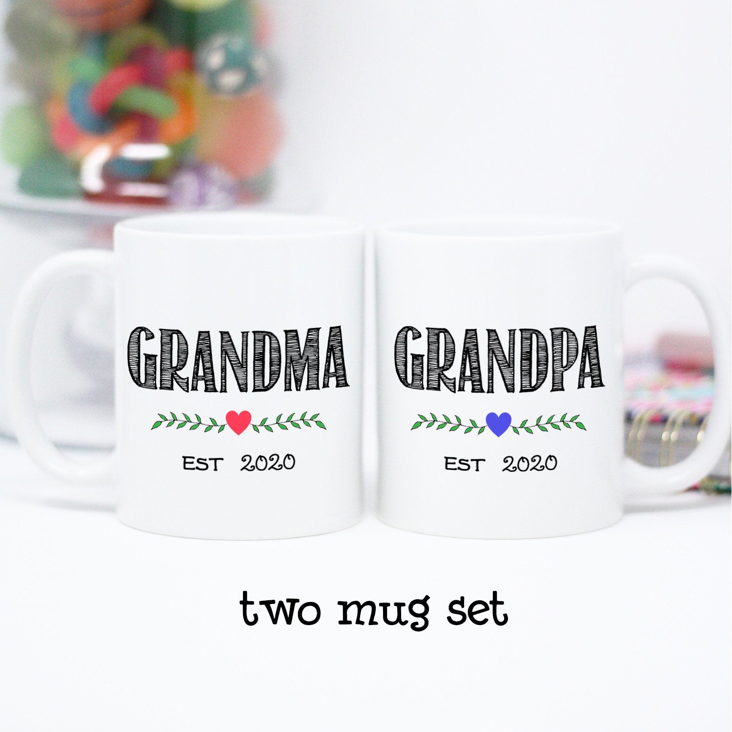 Personalized Grandma and Grandpa Mug Set