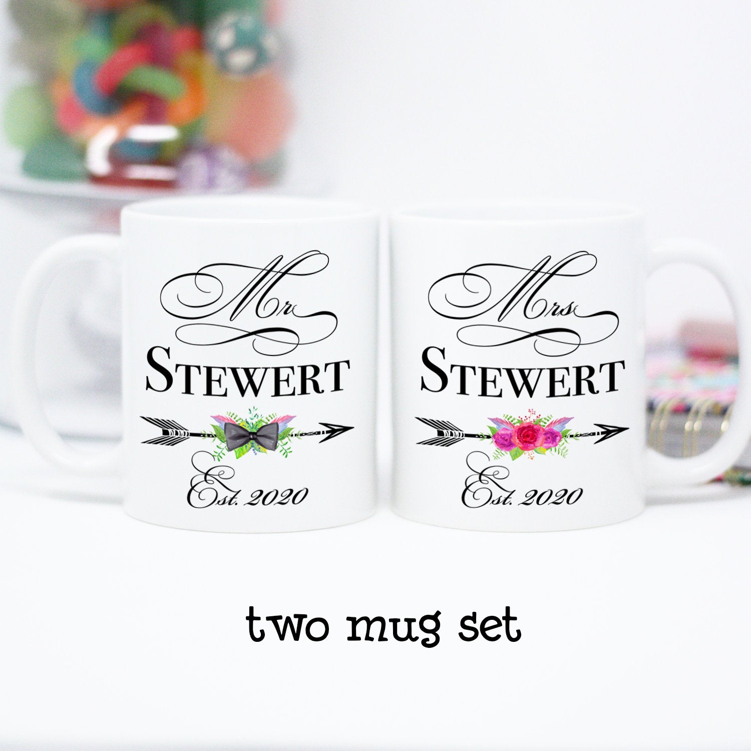 Personalized Mr and Mrs Mug Set