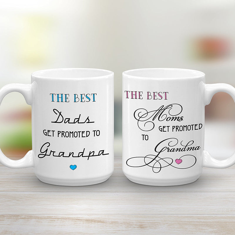 The best moms and dads get promoted to Grandma and Grandpa Mug Set