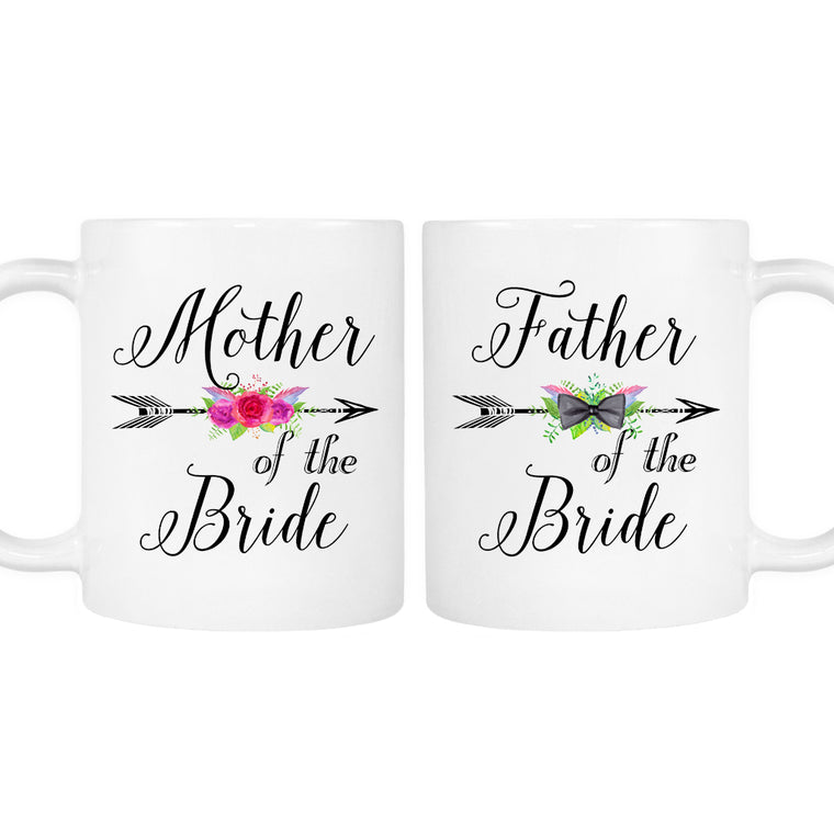 Mother of the Bride and Father of the Bride Wedding Gift Mug Set