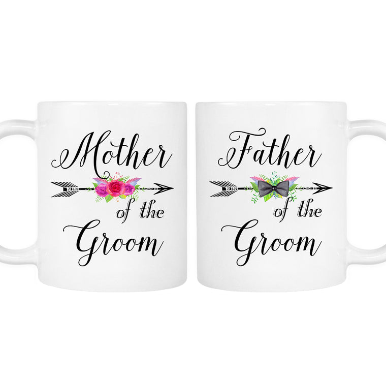 Mother and Father of the Groom Wedding Gift Mug Set